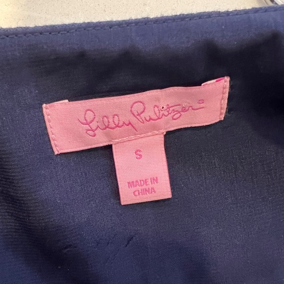 Lilly Pulitzer | Shaylee Palm Tree Jacquard Navy Jacket Flare Sleeves Size Small - Picture 3 of 7